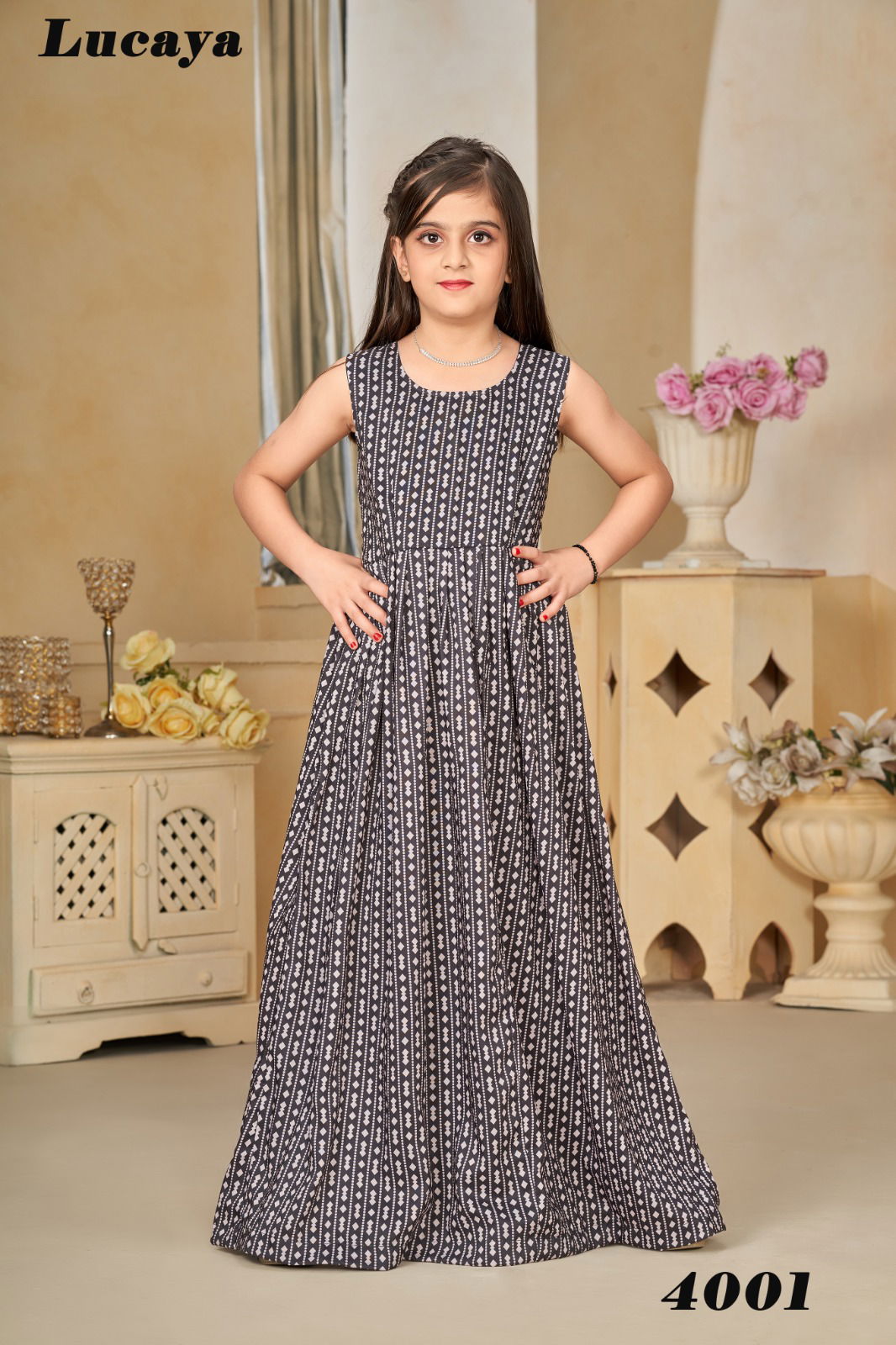 Jenny Vol 4 By Lucaya 4001 To 4003 Kids Wear Muslin Digital Printed Girls Gown Wholesale Shop In Surat
